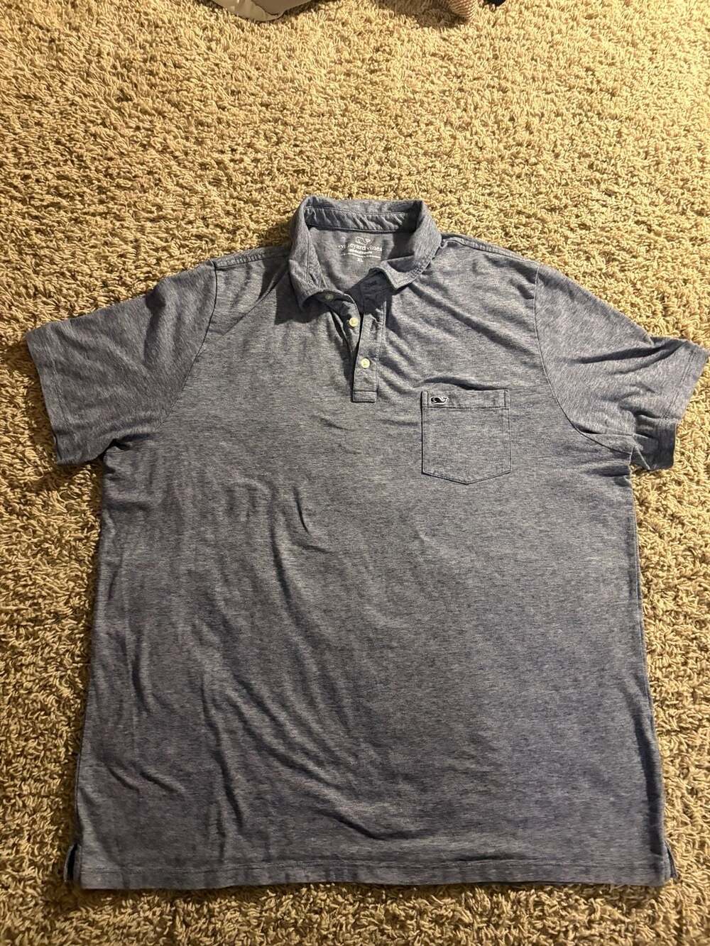 Vineyard Vines Edgartown Polo Size XL Blue Pocket Short Sleeve Shirt